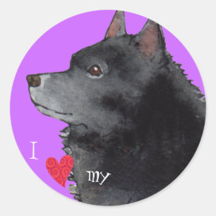 Sticker Rond J'aime mon Schipperke