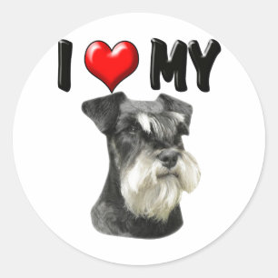 Sticker Rond J'Aime Mon Schnauzer Miniature