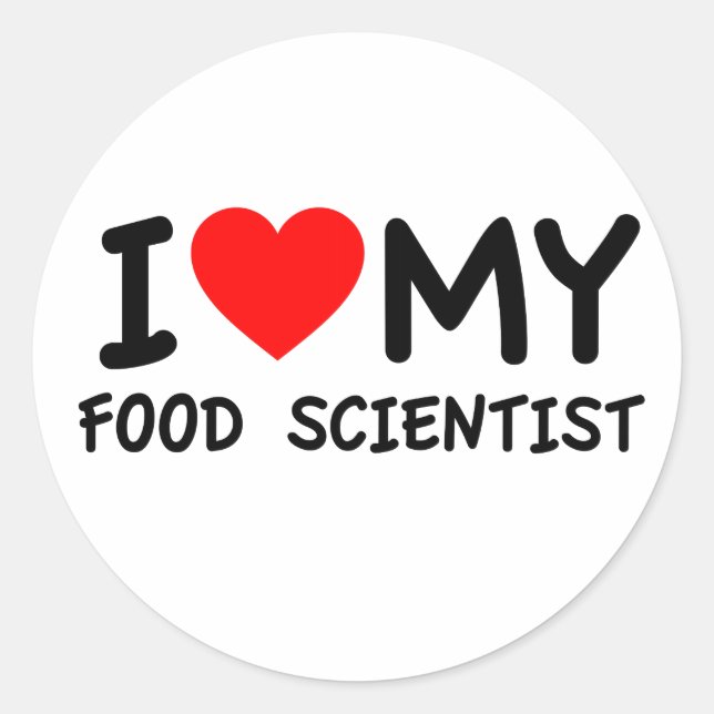 Sticker Rond J'aime mon scientifique alimentaire (Devant)