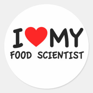Sticker Rond J'aime mon scientifique alimentaire