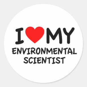 Sticker Rond J'aime mon scientifique de l'environnement