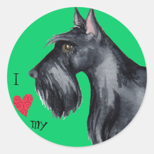 Sticker Rond J'aime mon Scottie