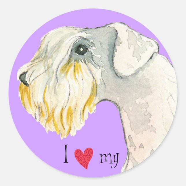 Sticker Rond J'aime mon Sealyham Terrier (Devant)