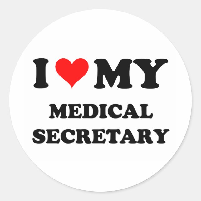 Sticker Rond J'Aime Mon Secrétaire Médicale (Devant)