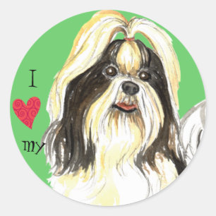 Sticker Rond J'aime mon Shih Tzu