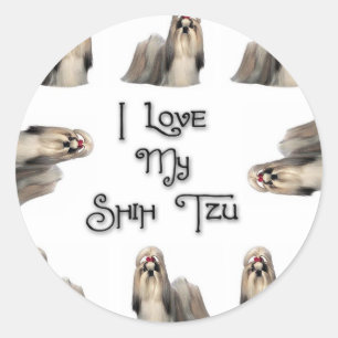 Sticker Rond J'aime mon Shih Tzu