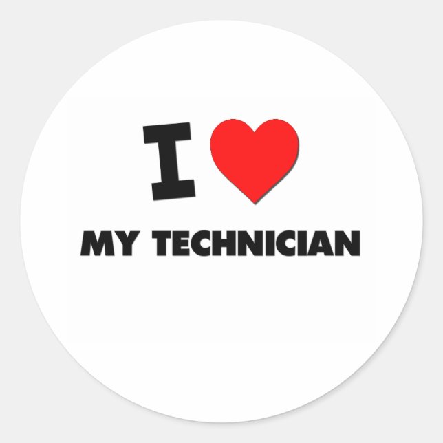Sticker Rond J'aime mon technicien (Devant)