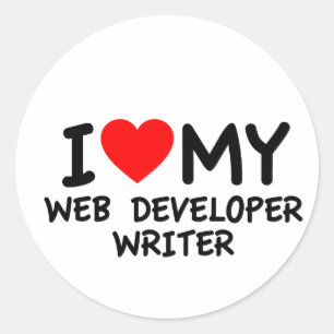 Sticker Rond J'aime mon Web Developer Writer