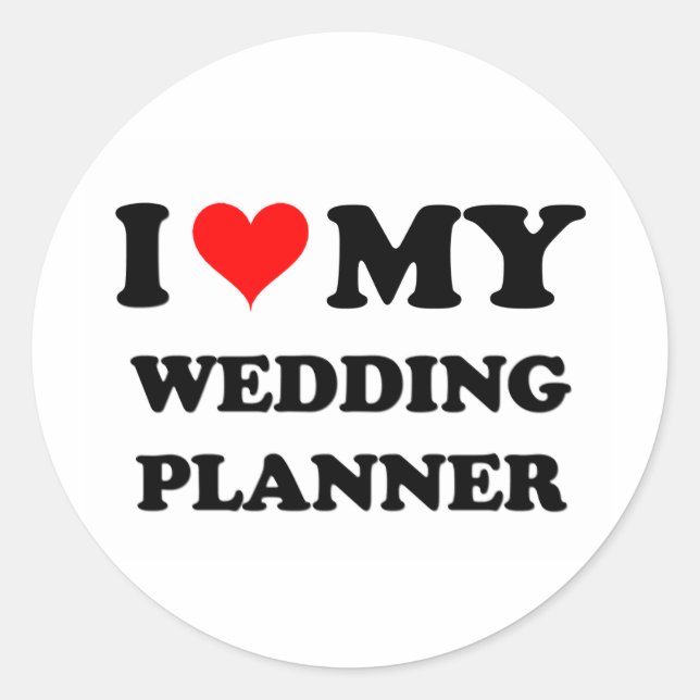 Sticker Rond J'aime mon Wedding planner (Devant)