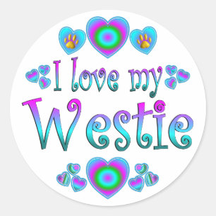 Sticker Rond J'aime mon Westie