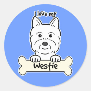 Sticker Rond J'aime mon Westie