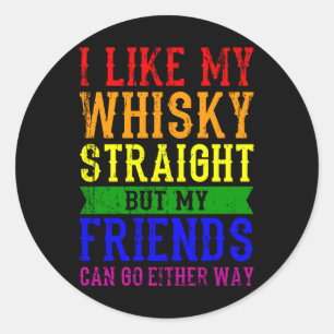 Sticker Rond J'AIME MON WHISKY STRAIGHT LGBT Pride Moth LGBTQ