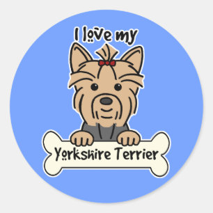 Sticker Rond J'aime mon Yorkshire Terrier