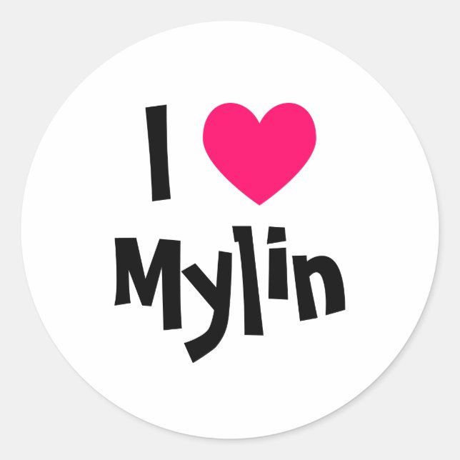 Sticker Rond J'aime Mylin (Devant)