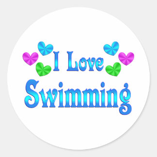 Sticker Rond J'Aime Nager