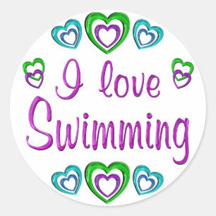 Sticker Rond J'Aime Nager