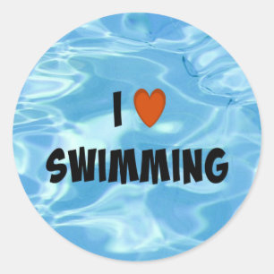 Sticker Rond J'Aime Nager - L'Eau Bleue Invitante,