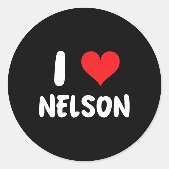 Sticker Rond J'aime Nelson - Cœur - Nom  (Devant)