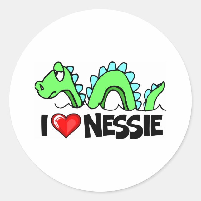 Sticker Rond J'aime Nessie (Devant)