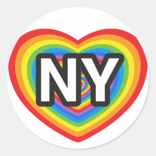 Sticker Rond J'aime New York. J'aime New York. Arc arc-en-ciel