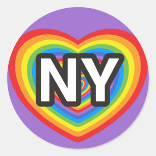 Sticker Rond J'aime New York. J'aime New York. Arc arc-en-ciel