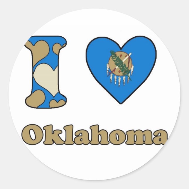 Sticker Rond J'aime Oklahoma (Devant)
