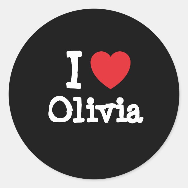 Sticker Rond J'aime Olivia coeur T-shirt (Devant)
