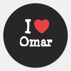 Sticker Rond J'aime Omar coeur personnalisé