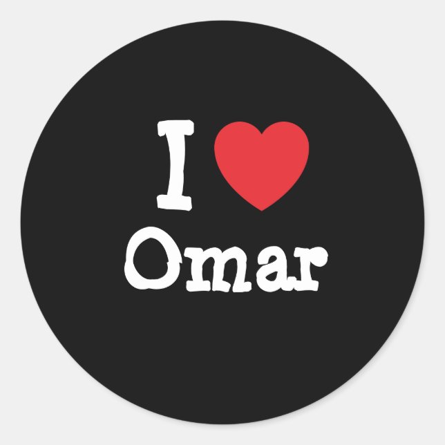 Sticker Rond J'aime Omar coeur personnalisé (Devant)