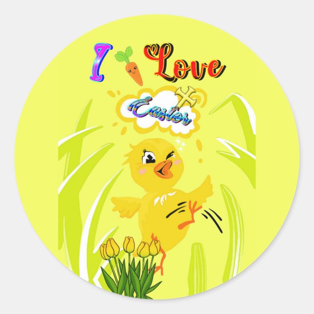 Sticker Rond J'aime Pâques (Devant)