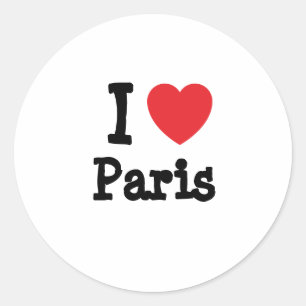 Sticker Rond J'aime Paris coeur personnalisé