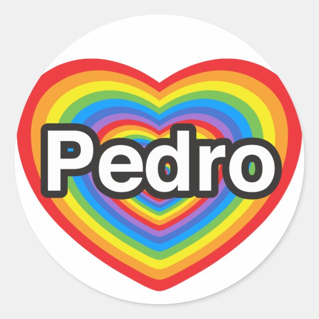 Sticker Rond J'aime Pedro. Je t'aime Pedro. Cœur (Devant)