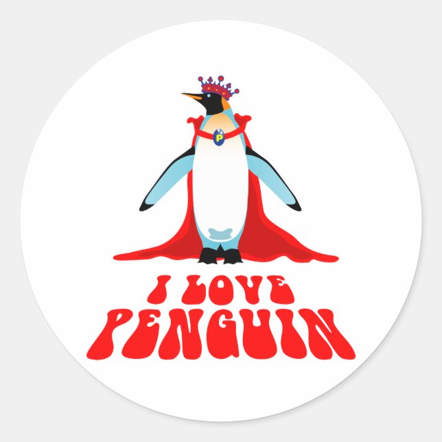 Sticker Rond J'aime Penguin (Devant)
