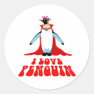 Sticker Rond J'aime Penguin