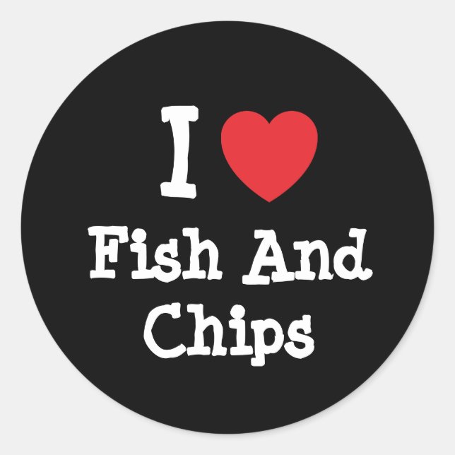 Sticker Rond J'aime Poisson et Chips coeur T-shirt (Devant)