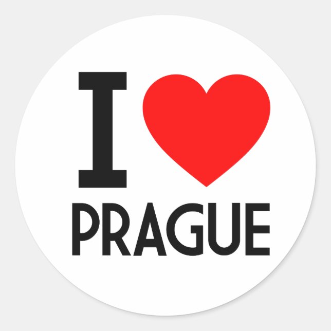 Sticker Rond J'aime Prague (Devant)