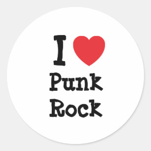 Sticker Rond J'aime Punk Rock coeur personnalisé