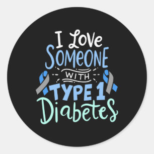 Sticker Rond J'aime quelqu'un avec le diabète de type 1 2