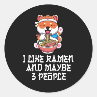 Sticker Rond J'aime Ramen et peut-être 3 personnes anime drôle