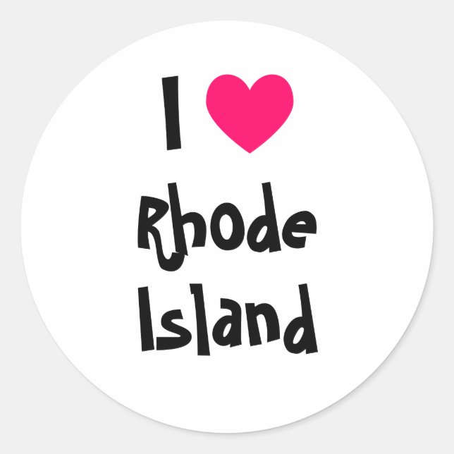 Sticker Rond J'aime Rhode Island (Devant)