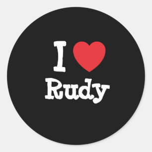 Sticker Rond J'aime Rudy coeur personnalisé