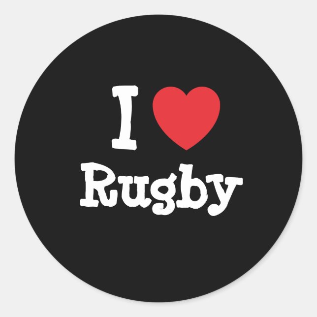Sticker Rond J'aime Rugby coeur personnalisé (Devant)