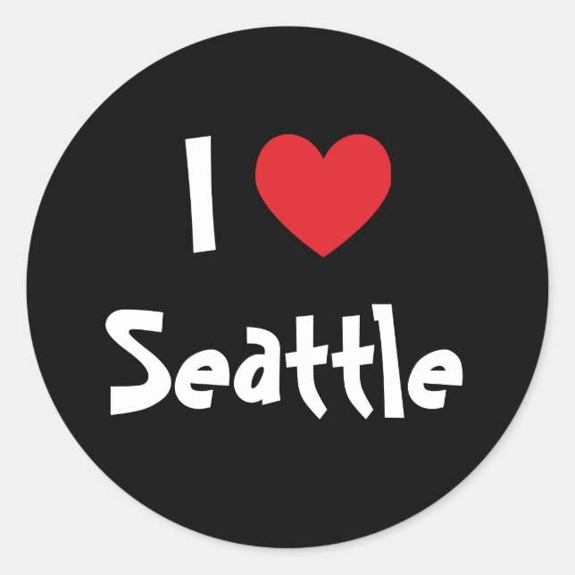 Sticker Rond J'aime Seattle (Devant)