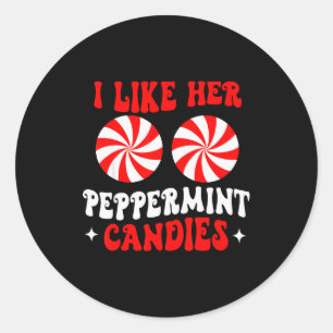 Sticker Rond J'aime Ses Bonbons À La Menthe Poivrée Couples Ass