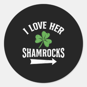Sticker Rond J'aime ses Shamrocks St. Patrick's Day Couple Outf