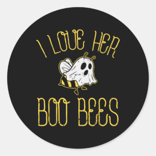 Sticker Rond J'Aime Son Boo Bees Couples Halloween Costum Adult
