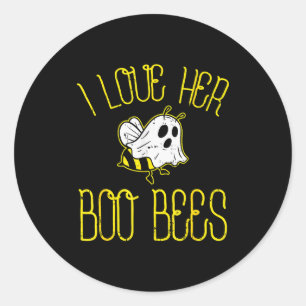 Sticker Rond J'aime son costume de couple Boo Bees Halloween po