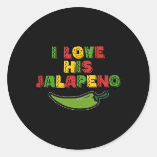 Sticker Rond J'Aime Son Jalapeno J'Aime Ses Tacos Funny Cinco D