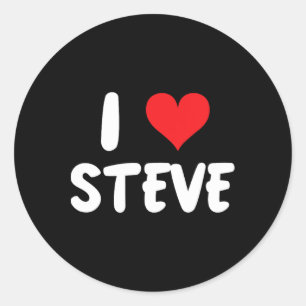 Sticker Rond J'aime Steve - Cœur - Nom 