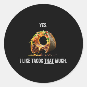Sticker Rond J'Aime Tacos Tant Cinco De Mayo